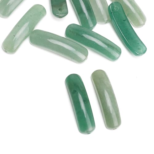 BEADIA Natural Curved Green Aventurine Stone Beads 36x10mm 4pcs for DIY Bracelet Jewelry Making - color: Green Aventurine