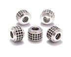 AD Beads Zircon Pave Rhinestones Big Hole Rondelle Spacer Beads 6x7mm 5Pcs Black on Silver - color: 5 Pcs Black on Silver 3 Row Rondelle (6x7mm)