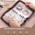 Jewelry Organizer Case Travel Jewelry Storage Bag Clear Jewelry Rolls (Light Brown,With 52 PCS Bracelet Pouches) - color: Light Brown,With 48 PCS Bracelet Pouches
