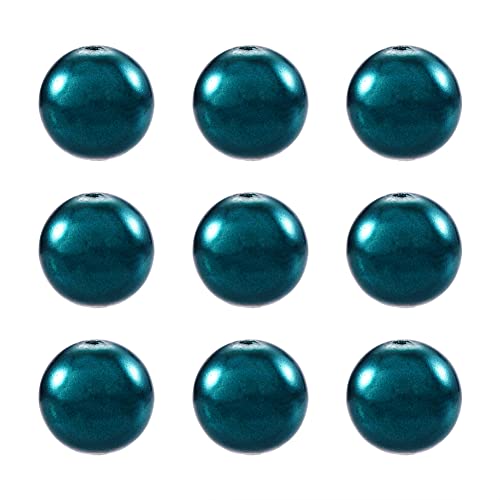 Cheriswelry 100pcs/strand 8mm Round Glass Pearl Beads Strand Tiny Satin Luster Pearl Beads Loose Spacer for DIY Bracelet Necklace Earrings Jewelry Making Crafts Supplies (Teal)