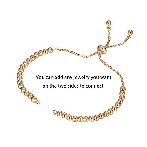 DanLingJewelry 10pcs Adjustable Slider Bracelet Slider Extender Chains Friendship Bracelets with Round Beads for Jewelry Making DIY 9 Inches(246mm) GG - color: StyleⅧ-10 pcs-Golden