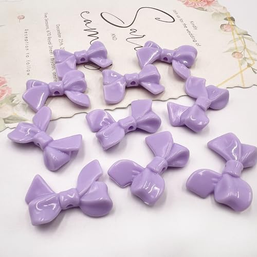 18 Pcs Bow Acrylic Beads Rhinestone Bead for Beadable Pens Handicrafts Beaded Pen Phone Straps Bag Pendants DIY Crafts Stuff - color: Arylic Bow-18pcs