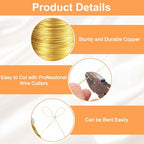 HARFINGTON Wire 203ft Length 24 Gauge Copper Craft Jewelry Wrapping Wire Tarnish Resistant Beading for Jewelry Making Supplies Crafting, Gold - color: Gold