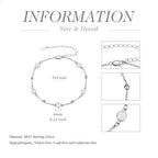 HPQQ Anklet Bracelet for Women 925 Sterling Silver Natural Stone Chain Bead Ankle Bracelet Beach Summer Fine Jewelry Mothers Day Birthday Gifts for Women Mom Wife - color: Bracelet-7"-9"-Opal