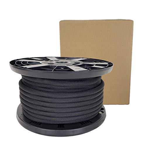 QNR 1/2" Black Shock Cord, Marine Grade Polyester Bungee Cord, 100 ft Spool, UV Resistant Elastic Rope - size: (#16) 1/2" x 100 feet