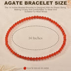 14in Agate Wrap Bracelet for Women Men Natural Round Beaded Agates Stone Healing Stretch Bracelets Elastic Handmade Polished Gemstone Beads Bracelet - color: Red Agate, size: 6mm Beads