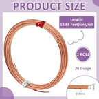 BENECREAT 19.7FT 26 Gauge Flat Pure Copper Wire, 1mm Wide Flat Bezel Wire Tarnish Resistant Jewelry Wire for DIY Jewelry Craft Making - size: 1mm