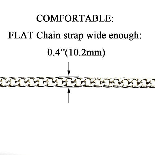 HAHIYO Purse Chain Strap 7.9 inches Bright Silver for Shoulder Cross Body Sling Purse Handbag Clutch Replacement Comfortable Flat 0.4' Wide Enough 2.4mm Extra Thick Metal 1 Pack - size: Bright Silver 7.9 inches