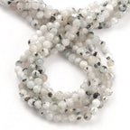 Song Xi 120pcs 3mm Natural Blackpoint Moonstone Gemstone Beads Faceted Round Loose Stone Beads for Jewelry Making (1 Strand) - color: Blackpoint Moonstone, size: 2.8-3.3mm