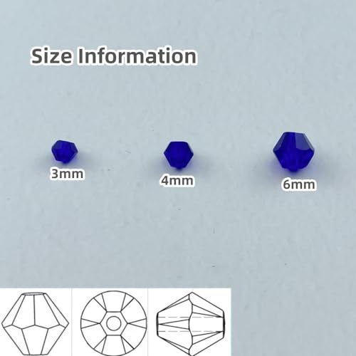 400pcs Bicone Crystal Beads 4mm Crystal Glass Faceted Beads for Necklace Bracelet Earrings DIY Jewelry Crafts Making Supplies(Deep Blue) - color: Deep Blue, size: 4mm