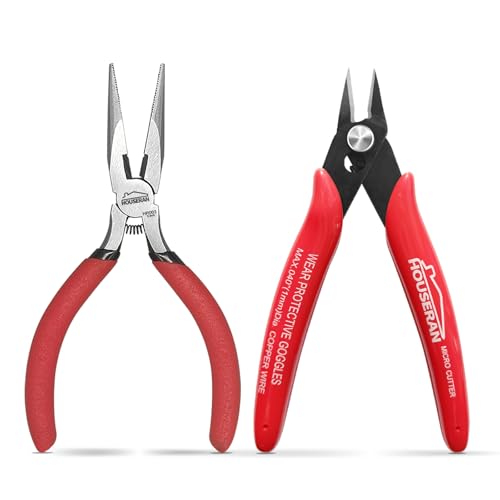 2-Piece Mini Pliers Set – 5" Needle Nose Pliers & Flush Wire Cutters, High-Carbon Steel, Spring-Loaded, Anti-Rust Coating, Jewelry & Electronics Repair, Zip Ties, Crafts