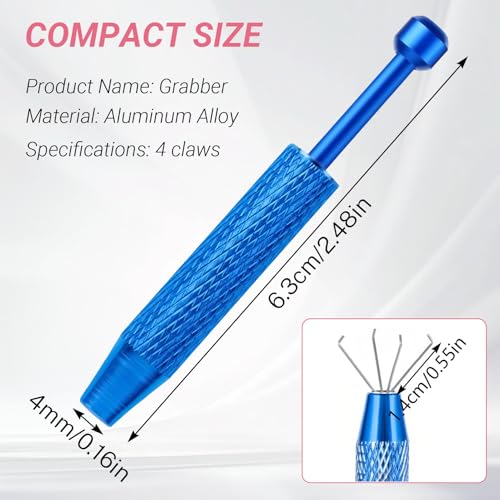 Piercing Ball Grabber Tool,4-Claw Stainless Steel Jeweler Pick Up Tools,Septum Ball Screw Tool for Piercing Changing/Removal/Holder,Earring Pearl Grabber for Jewelry/Electronic Components - color: 1pc Pink, 1pc Blue