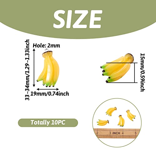 Craftdady Fruit Dangle Charms Pendants Cute Resin Food Pendants Apple Orange Pineapple Strawberry Pendants Lovely Vegetable Mushroom Charms for DIY Craft Earring Bracelet Necklace Jewelry Making - color: Yellow, Banana