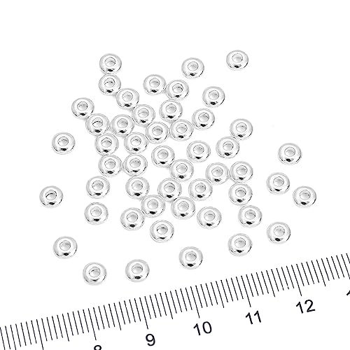 BEADIA Silver Plated Roudelle Spacer Beads 5x1.8mm 50pcs for Jewelry Making Findings Non Tarnish - color: Silver, size: 5x1.8mm Roudelle