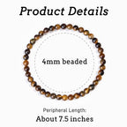 MAIBAOTA Healing Crystal Bracelet for Women Men, 8/4 mm Natural Stone Beaded Bracelets, Jewelry Birthday Gifts, Round Gemstones Stretch Bracelets - color: Brown-Tiger Eye, size: 4 mm