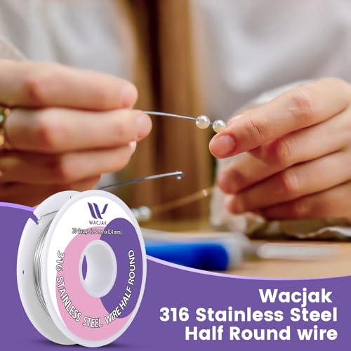 20 Gauge Half Hard 316 Stainless Steel Half-Round Wire 0.8x0.4mm 45 Ft – Durable, Ideal for Jewelry, Crafts & Industrial Use - color: 20 Gauge/0.8x0.4mm