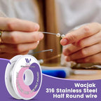 20 Gauge Half Hard 316 Stainless Steel Half-Round Wire 0.8x0.4mm 45 Ft – Durable, Ideal for Jewelry, Crafts & Industrial Use - color: 20 Gauge/0.8x0.4mm