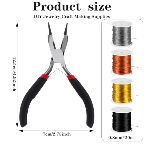 4 Rolls 20 Gauge Wire for Jewelry Making with Pliers 4 Colors 20 Gauge Jewelry Wire Craft Wires Tarnish Resistant Beading Wires for DIY Craft Making Supplies
