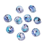 7.5×10mm 50pcs Light Blue Dark Blue Stripe Faceted Lampwork Glass Beads for Jewelry Making, Flat Round Handmade Murano Beads for Bracelets, Crafts, Friendship Bracelet Kit, Rosary Making - color: Light Blue Dark Blue Stripe