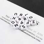 Song Xi 1200pcs White Round Acrylic Alphabet Beads - Black Letter Beads 4x7mm for Bracelets and Jewelry Making Key Chains - color: 1200pcs white black letter