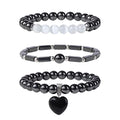 Vinswet Healing Crystal Beaded Bracelets for Women,Natural Amethyst Gemstones Bracelet,Anxiety Stress Relief Heart Charm Bracelet Handmade purple Jewelry Gifts for Women - color: Hematite&Moonstone