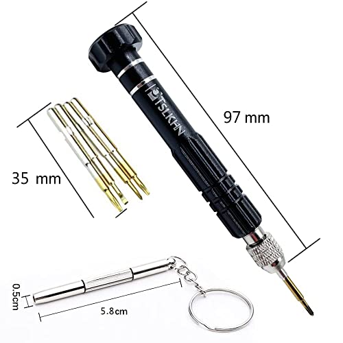 PTSLKHN Eyeglass Repair Kit, 5-in-1 Multifunctional Small Screwdriver, S2 Steel Eyeglass Screwdriver Kit for Eyeglass, Sunglasses, Electronics, Cellphone, Jewelry and More (Black 5in1) - color: Black
