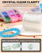 2 Rolls FIVEIZERO Elastic Bracelets String Cord, 0.4/0.5/0.6/0.7/0.8/1mm Round Crystal Elastic String for Bracelets Necklace Beading & Jewelry Making, Total 218Yds Transparent Stretch Bead Cord Thread - size: 0.8mm Round Crystal Clear (2 Pack)