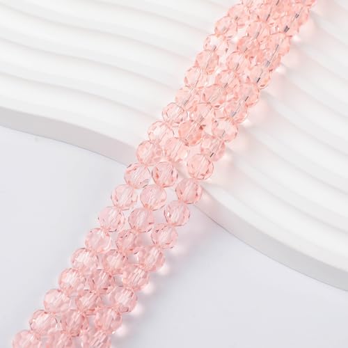 450PCS 6MM Light Pink Round Crystal Glass Beads for Jewelry Making,Novborcz Glass Beads Faceted Rondelle Beads DIY Glass Crystal Beads for Bracelets Necklace Pendants Jewelry Making DIY Craft - color: Light Pink, size: 6mm