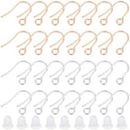 Beebeecraft 1 Box 200Pcs Earring Hooks 24K Gold Plated 316 Surgical Stainless Steel Ear Wires for DIY Jewelry Findings Jewelry Making