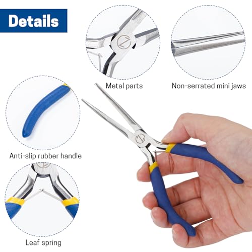 VISEMAN 6" Mini Needle Nose Pliers with Comfort Grip Handles, 2PCS Long Nose Pliers Set for Handmade Craft - style: Straight + 45-Degree Bent