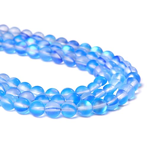 6mm Dark Blue Matte Aurora Crystal Glass Beads Frosted Glitter Shining Mermaid Round Loose Beads Moonstone for Jewelry Making DIY Bracelet Necklace Earrings - color: Dark Blue, size: 6mm