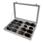 Wudygirl Jewelry organizer Sunglass Organizer 8 Slot Velvet Jewelry Tray Sunglasses Case with Lid Multi Eyeglass Case for Women Men（8 Grid - style: 8 Grid Jewelry Tray