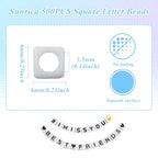 500Pcs Square Letter Beads B 6X6mm Single White Alphabet Beads for Charms Bracelets Making - color: Square - B