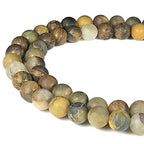 ABCGEMS Velvet-Matte-Finished Namibian Golden Pietersite Beads (Enhance The Stone's Inherent Texture and Nature Hues with a Non-Glare Aesthetic) Smooth Round 8mm (Non-Shiny) - color: Golden Pietersite (From Namibia, South Africa)