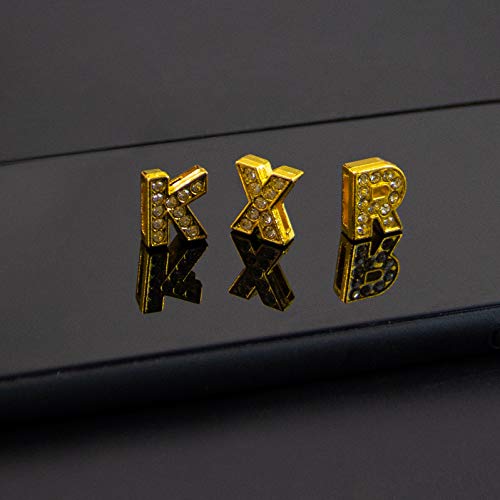 AUEAR, 26 Pack Gold A-Z 8mm Full Rhinestone Slide Charms Crystal Alphabet Letter Alloy for Bracelets Necklace Wristbands DIY Jewelry Making - color: Gold, size: 26 Pack