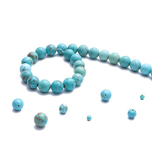 BEADIA Natural Blue Turquoise Stone Round Loose Semi Gemstone Beads for Jewelry Making 4MM 89PCS - color: Blue Turquoise, size: 4mm