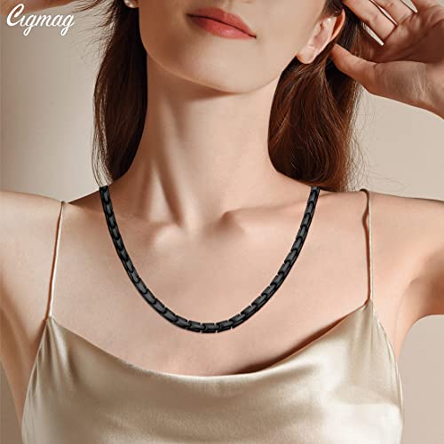 Magnetic Necklace - Titanium Necklace for Men Women Stainless Steel Ultra Strength Magnets - with Adjustable Sizing Tool and Present Box - color: Black