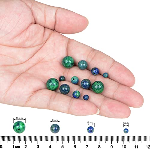 AD Beads Natural Gemstone Round Loose Beads 15" for Bracelet Necklace Earrings Jwelery Making Crafts DIY (4mm, Lapis Lazuli Chrysocolla) - color: Lapis Lazuli Chrysocolla, size: 4mm