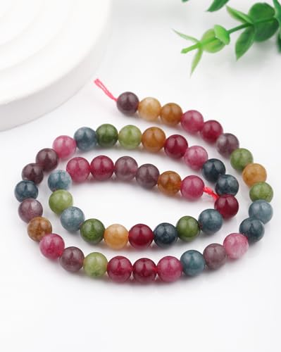 Natural Stone Beads 8mm Polished Round Smooth Gemstone Beads for Jewelry Making Supplies 15 Inch(45 Beads) (Blue Tourmaline) - color: Blue tourmaline-45pcs