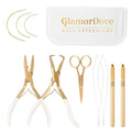 Hair Extension Tool Kit Microlink Pliers with Anti-slip Handle Hair Extension Beading Tool Hair Needle Pulling Hook Hair Styling Bead Closer and Remover Pliers - color: 2 Gold