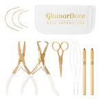Hair Extension Tool Kit Microlink Pliers with Anti-slip Handle Hair Extension Beading Tool Hair Needle Pulling Hook Hair Styling Bead Closer and Remover Pliers - color: 2 Gold
