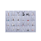 24 Grids Stackable Jewelry Tray Organizer with Removable Dividers, Velvet Jewelry Display Tray for Earrings Necklaces Bracelet Rings Display Showcase - Grey - color: Grey
