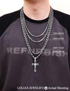 LOLIAS Black 14K Gold Plated 𝐂𝐫𝐨𝐬𝐬 𝐍𝐞𝐜𝐤𝐥𝐚𝐜𝐞 for Men Stainless Steel 𝐁𝐲𝐳𝐚𝐧𝐭𝐢𝐧𝐞 Chain With Cross Pendant Necklace 𝐌𝐞𝐧𝐬 𝐆𝐢𝐟𝐭 22-30Inch - color: Black plated necklace with pendant, size: 28IN