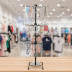 Kifmurase 2PCS Rotating Display Stand Metal Spinner Display Rack with Hooks Adjustable Height Holders for Earrings Necklace Key Rings, 3 Tiers Retail Vendor Jewelry Display Rack(Black)
