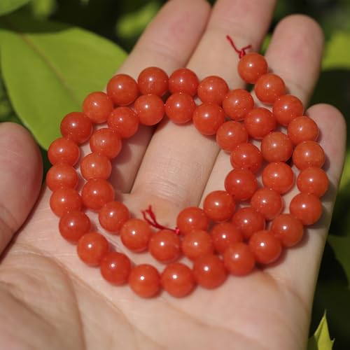 Natural Stone Beads 8mm Polished Round Smooth Gemstone Beads for Jewelry Making Supplies 15 Inch(45 Beads) (South Red Agate) - color: South Red Agate-45pcs
