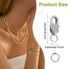 5Pcs Lobster Claw Clasp with Jump Ring, 18K Gold Jewelry Clasps for Necklace, Bracelets(Silver) - color: silver, size: 5