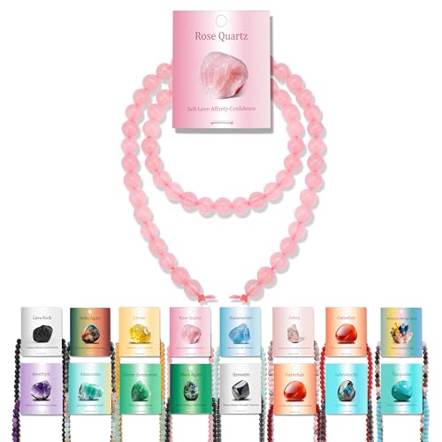 Vinswet 60pcs 6mm Rose Quartz Natural Stone Beads Round Genuine Real Stone Beading Loose Gemstones DIY Smooth Bead for Bracelet Necklace Earrings Jewelry Making - color: Rose Quartz, size: 6mm