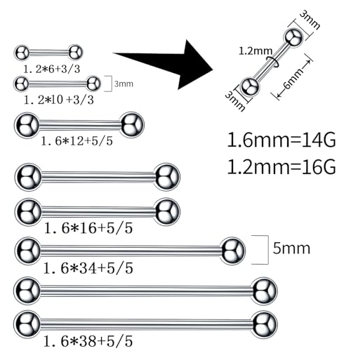 TKKUY 94PCS Mixed-pack Piercing Kits for All Body Piercings Stainless Steel 14G 16G 20G Jewelry and Needle with Tools Nose Septum Lip Ear Belly Button Cartilage Tragus
