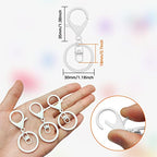 30Pcs Lobster Claw Clasps Keychain for Jewelry Making,Metal Lobster Clasp Swivel Trigger Clips with Swivel Clasps Hook Clips Flat Split Keychain Ring for DIY Craft Jewelry Making(White) - color: White