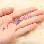 Iridescent Glass Tiny Bubble Beads, 0.4-3mm 20g No Hole Micro Mini Round Blue Water Droplets Beads - Applications: for Resin Filler, Nail Art, Dollhouse Bath Tub, 2-Pieces - color: Blue, size: φ0.4-3mm
